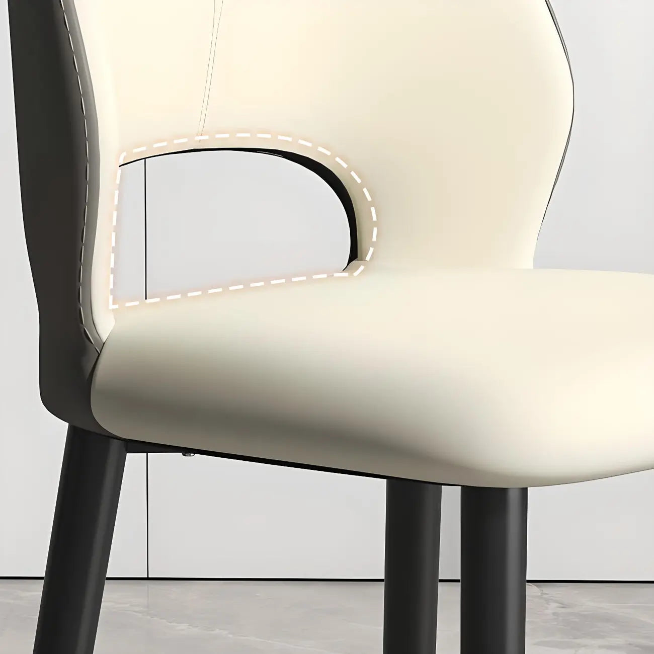 Faux Leather Wingback Metal Legs Dining Chairs