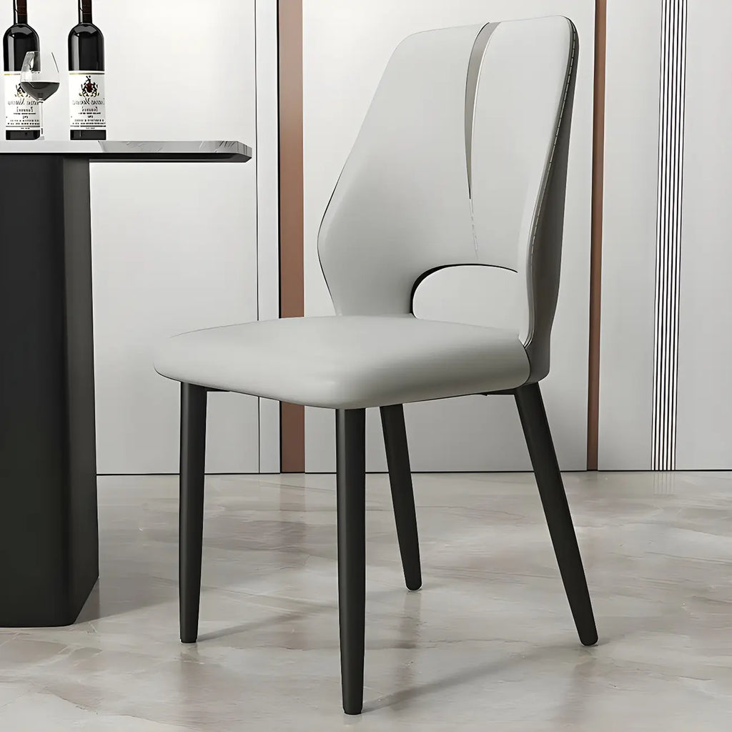 Faux Leather Wingback Metal Legs Dining Chairs