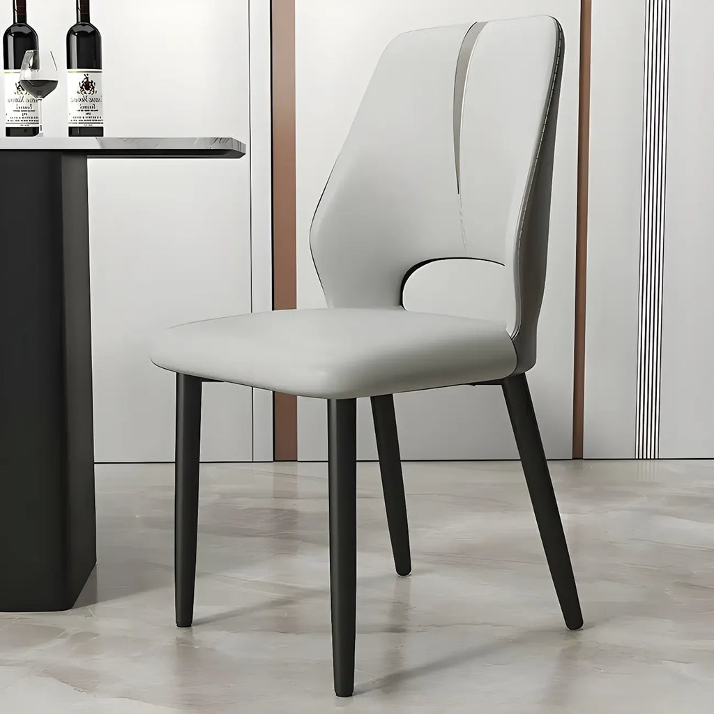 Faux Leather Wingback Metal Legs Dining Chairs