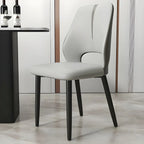 Faux Leather Wingback Metal Legs Dining Chairs