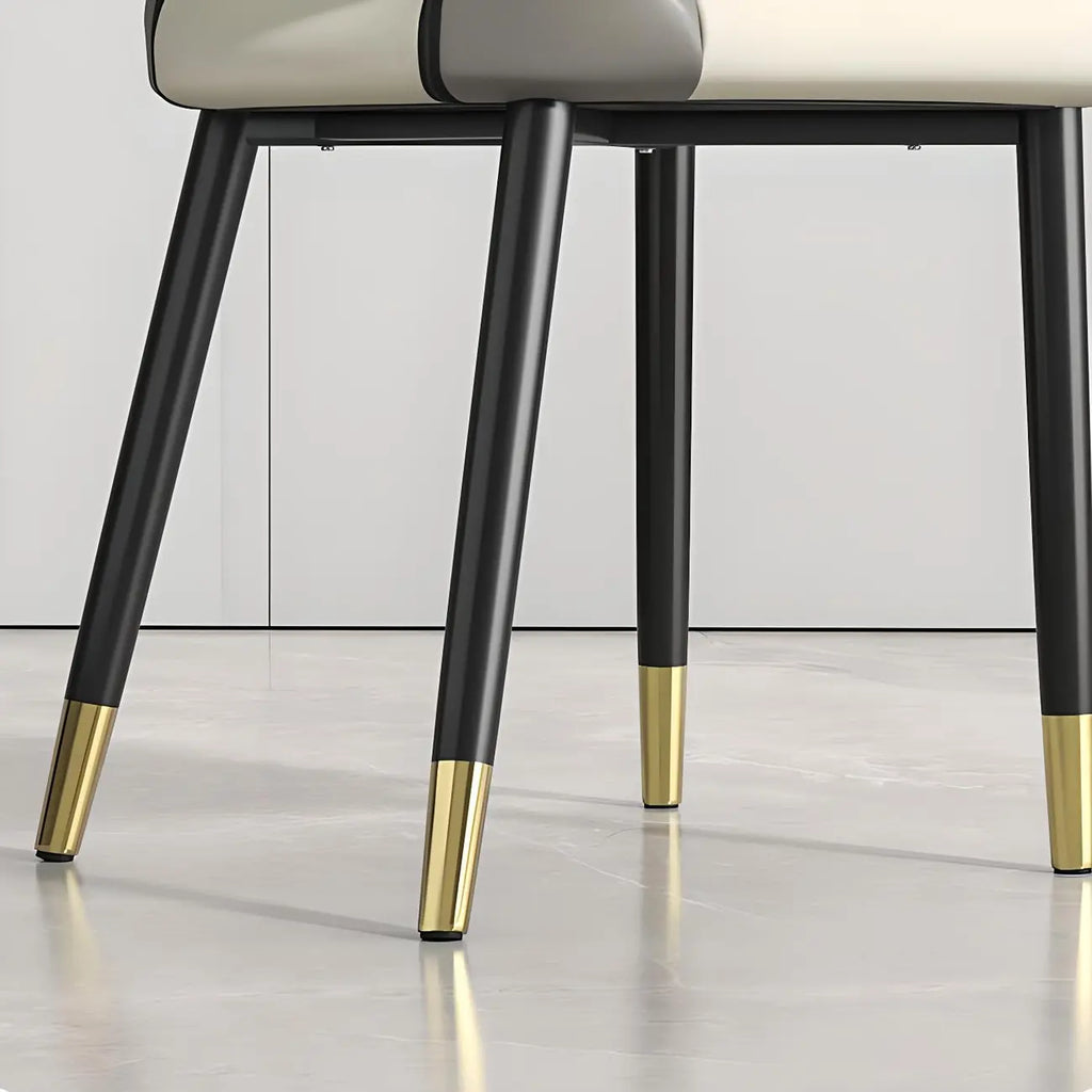 Faux Leather Wingback Metal Legs Dining Chairs