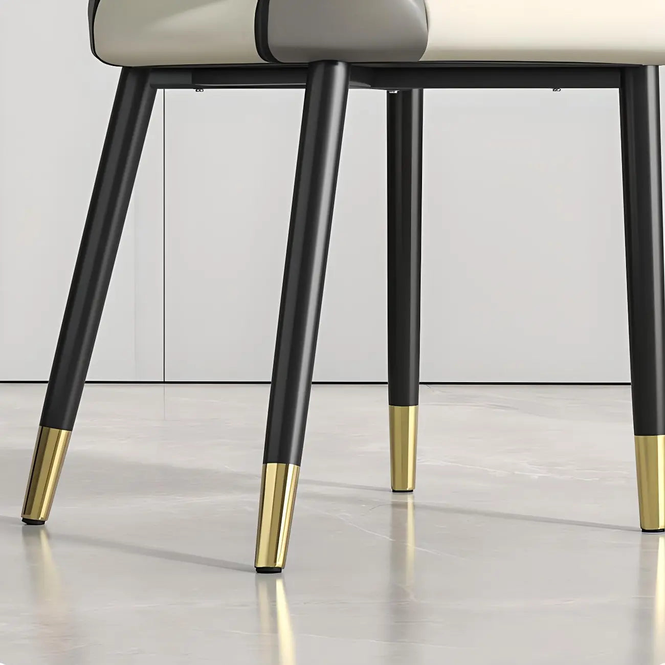 Faux Leather Wingback Metal Legs Dining Chairs