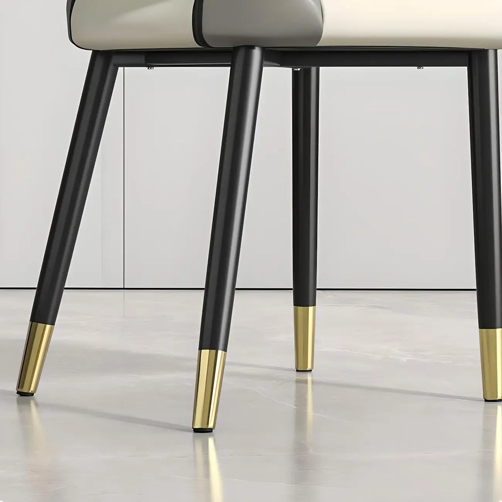 Faux Leather Wingback Metal Legs Dining Chairs