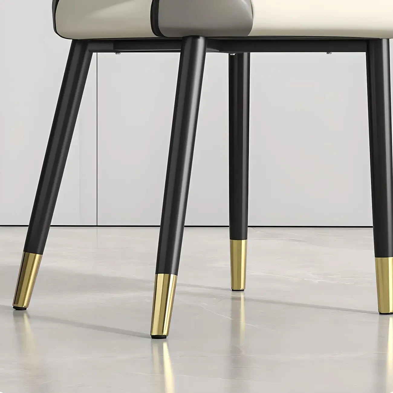 Faux Leather Wingback Metal Legs Dining Chairs