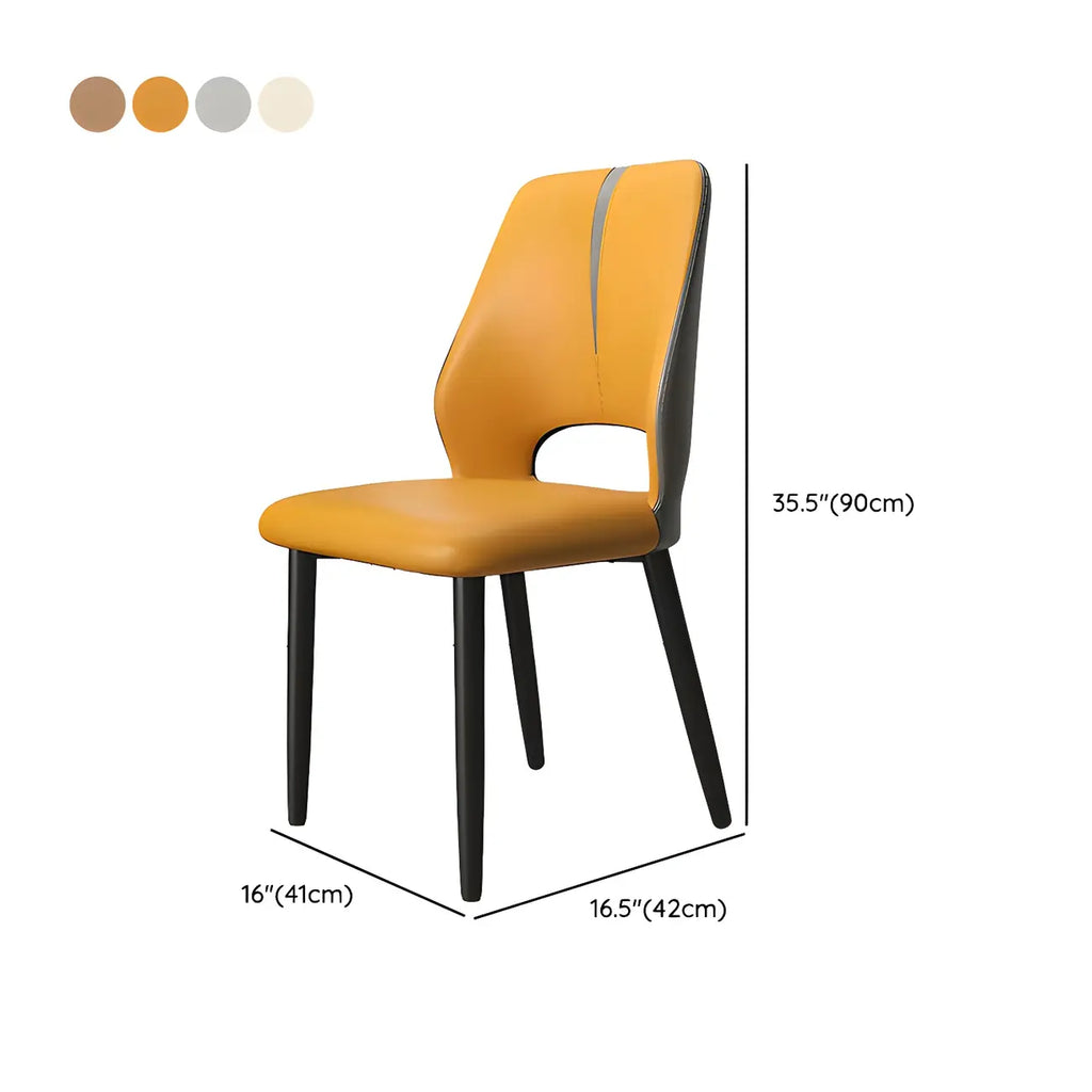 Faux Leather Wingback Metal Legs Dining Chairs