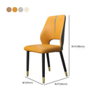 Faux Leather Wingback Metal Legs Dining Chairs