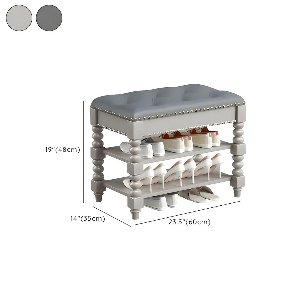 Upholstered Grey Flip-Up Top Shoe Bench for Entryway