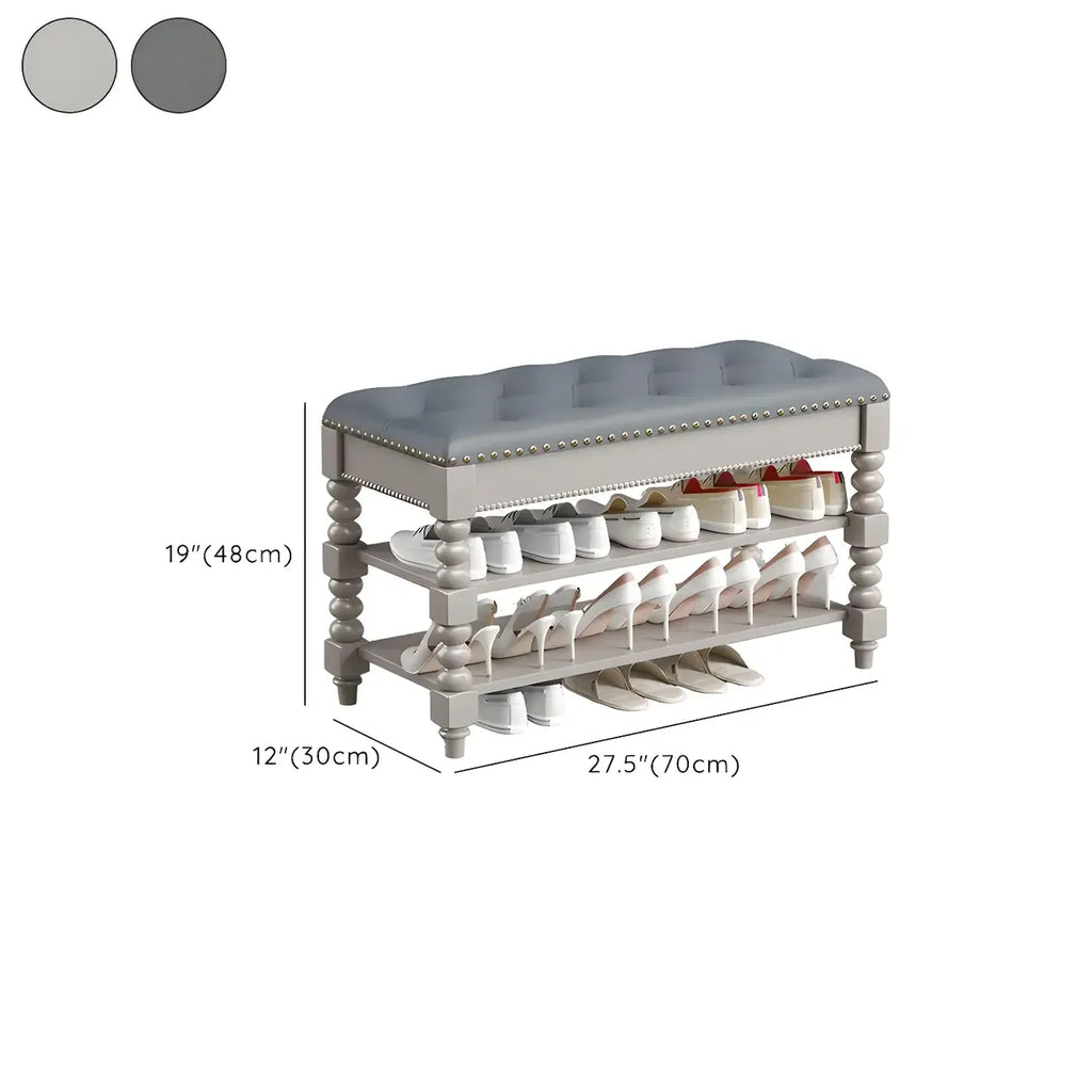 Upholstered Grey Flip-Up Top Shoe Bench for Entryway