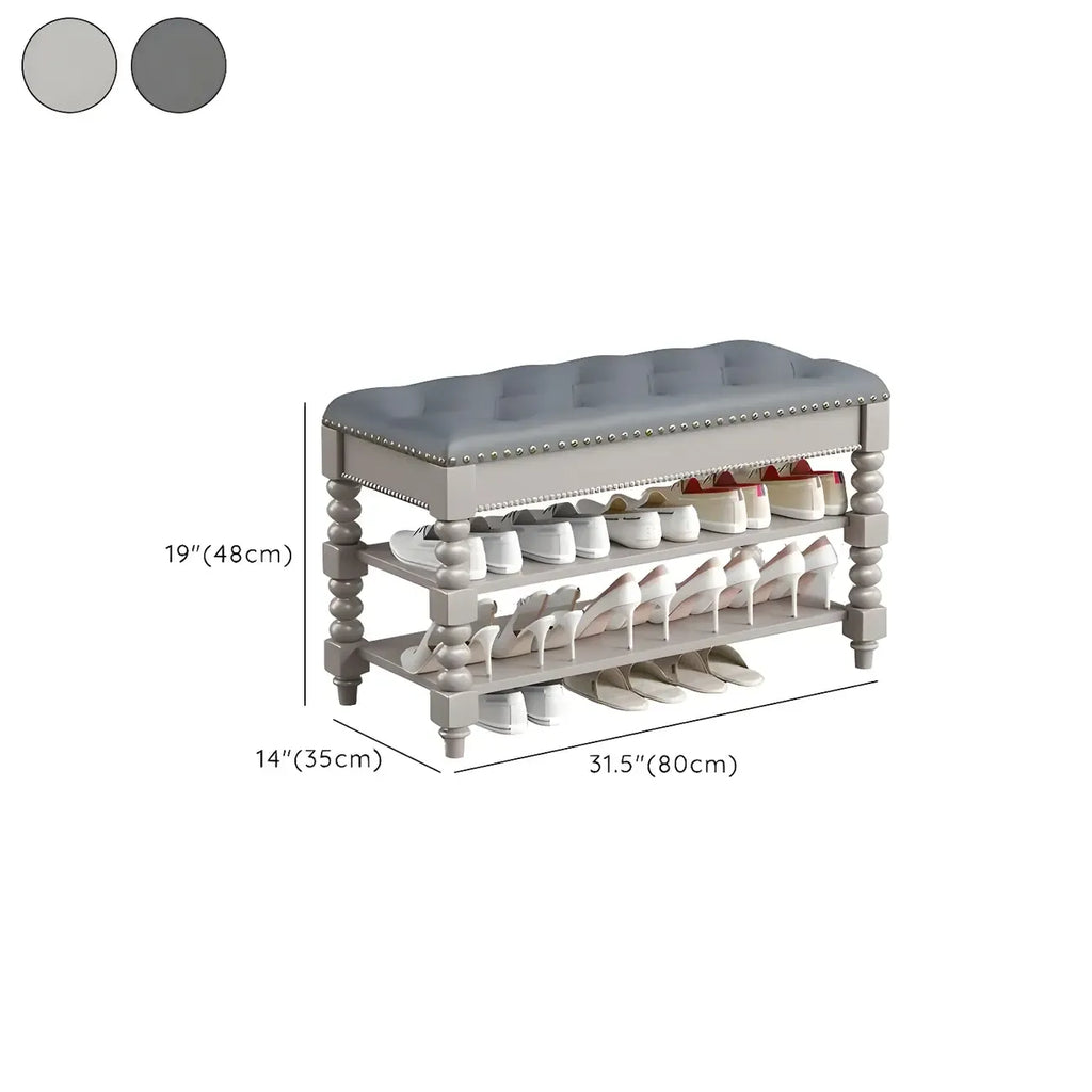 Upholstered Grey Flip-Up Top Shoe Bench for Entryway