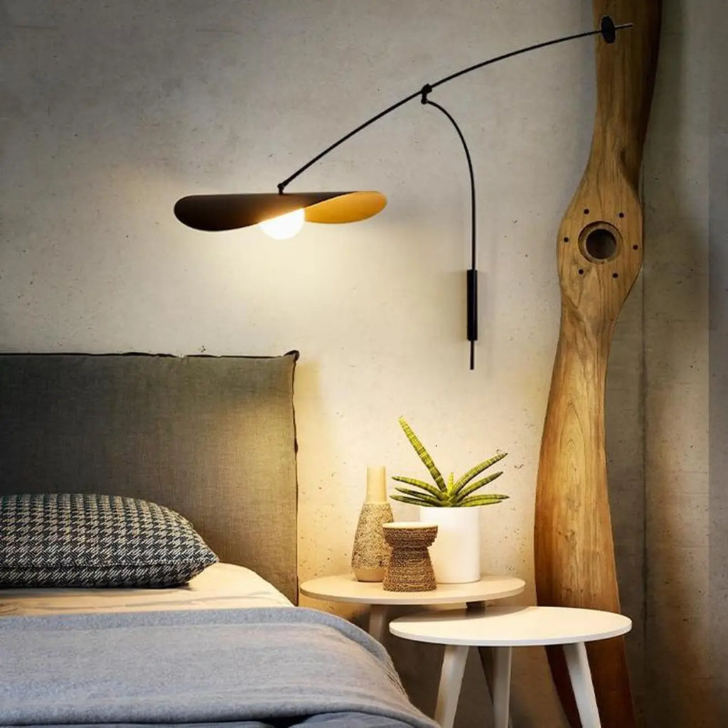 Elegant Black Metal Ambient Lighting Swing Arm Wall Light