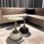 Luxurious Round Metal End Table with Tray for Living Room