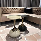 Luxurious Round Metal End Table with Tray for Living Room