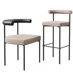 Modern Velour Upholstered Low Back Metal Frame Bar Stools