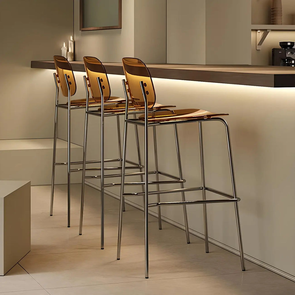 Modern Metal Counter Height Acrylic Bar Stools