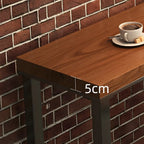 Brown Rectangular Pine Wood Bar Table with Steel Base