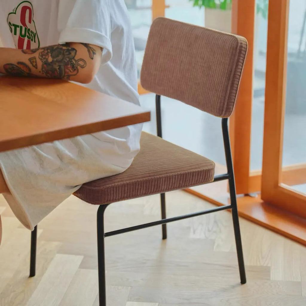 Mid-Century Modern Corduroy Armless Dining Chairs Set of 2