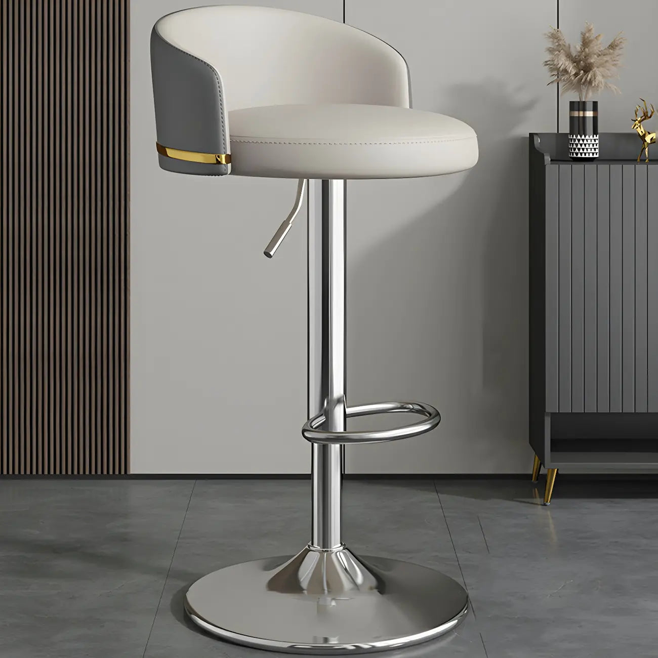 24 Inch Faux Leather Bar Stool Height Adjustable Modern