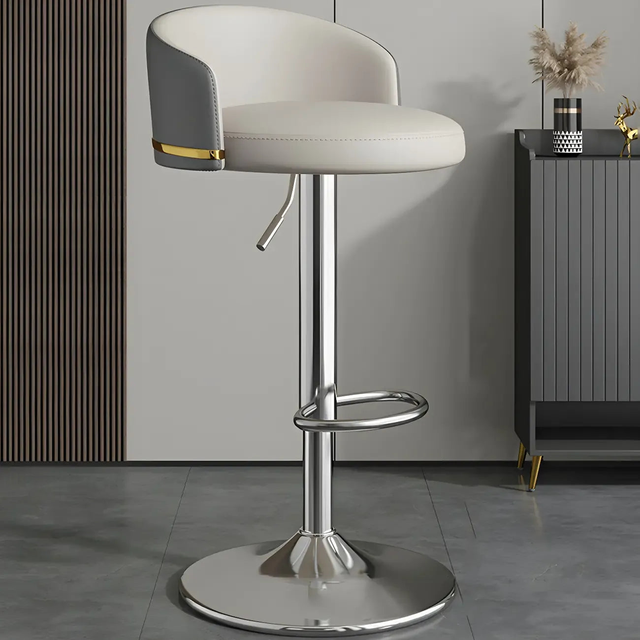 24 Inch Faux Leather Bar Stool Height Adjustable Modern