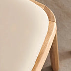 Cream Wood Faux Leather Solid Back Dining Chair
