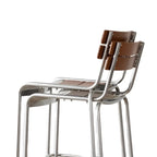 Modern Metal Frame Sleek Wood Back Stackable Bar Stool