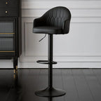 Swivel Upholstered Adjustable Height Home Armed Barstool with Metal Base
