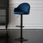 Swivel Upholstered Adjustable Height Home Armed Barstool with Metal Base