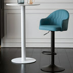 Swivel Upholstered Adjustable Height Home Armed Barstool with Metal Base
