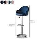 Swivel Upholstered Adjustable Height Home Armed Barstool with Metal Base