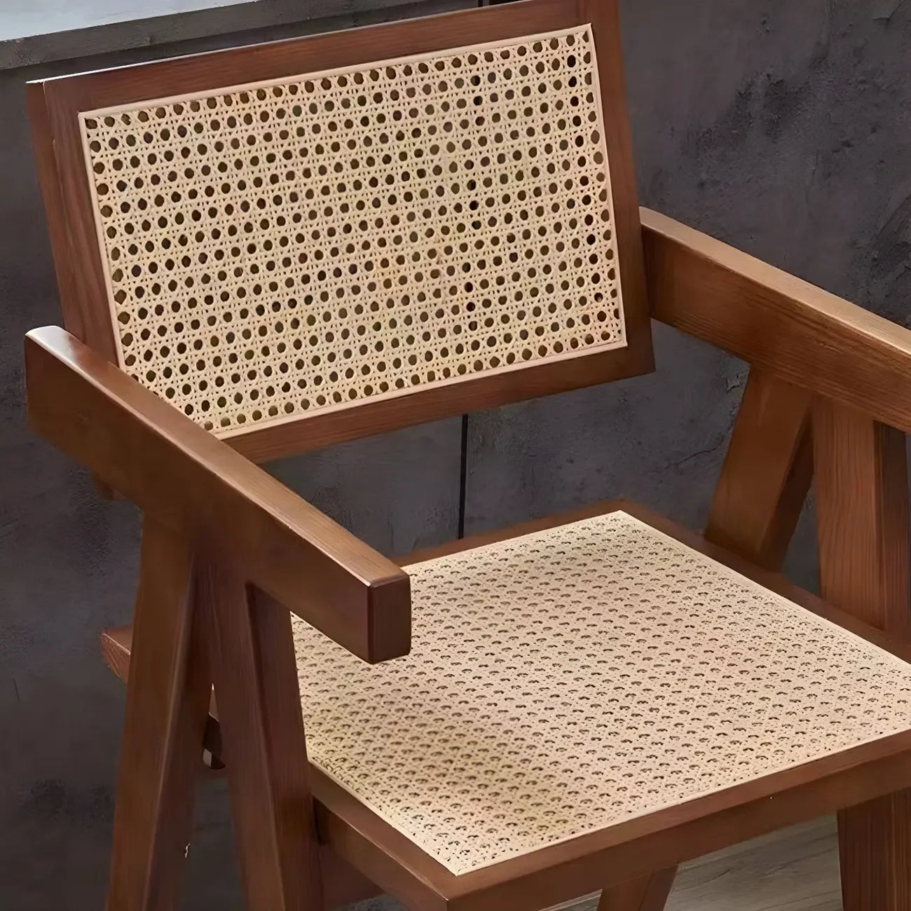 Mid-Century Rattan Square Stackable Counter Height Stools