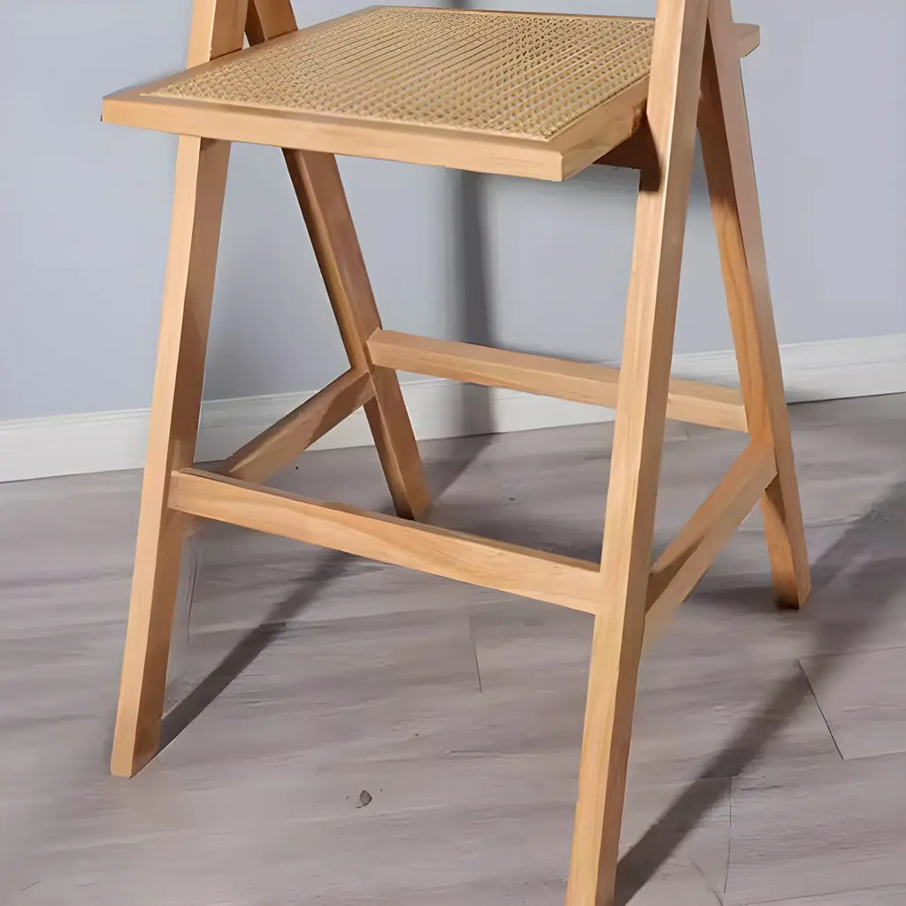 Mid-Century Rattan Square Stackable Counter Height Stools
