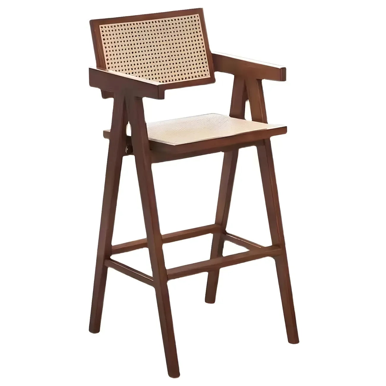 Mid-Century Rattan Square Stackable Counter Height Stools