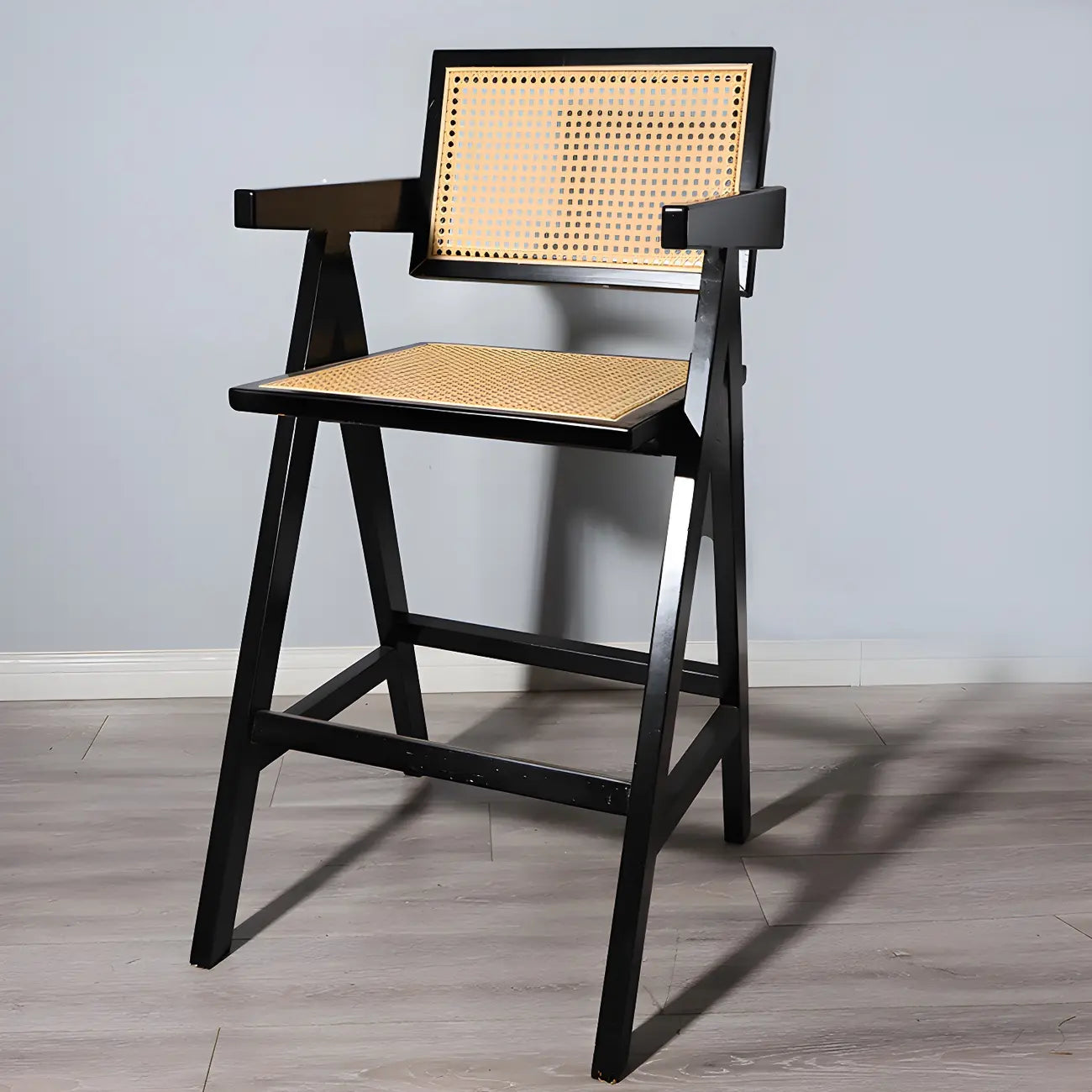 Mid-Century Rattan Square Stackable Counter Height Stools