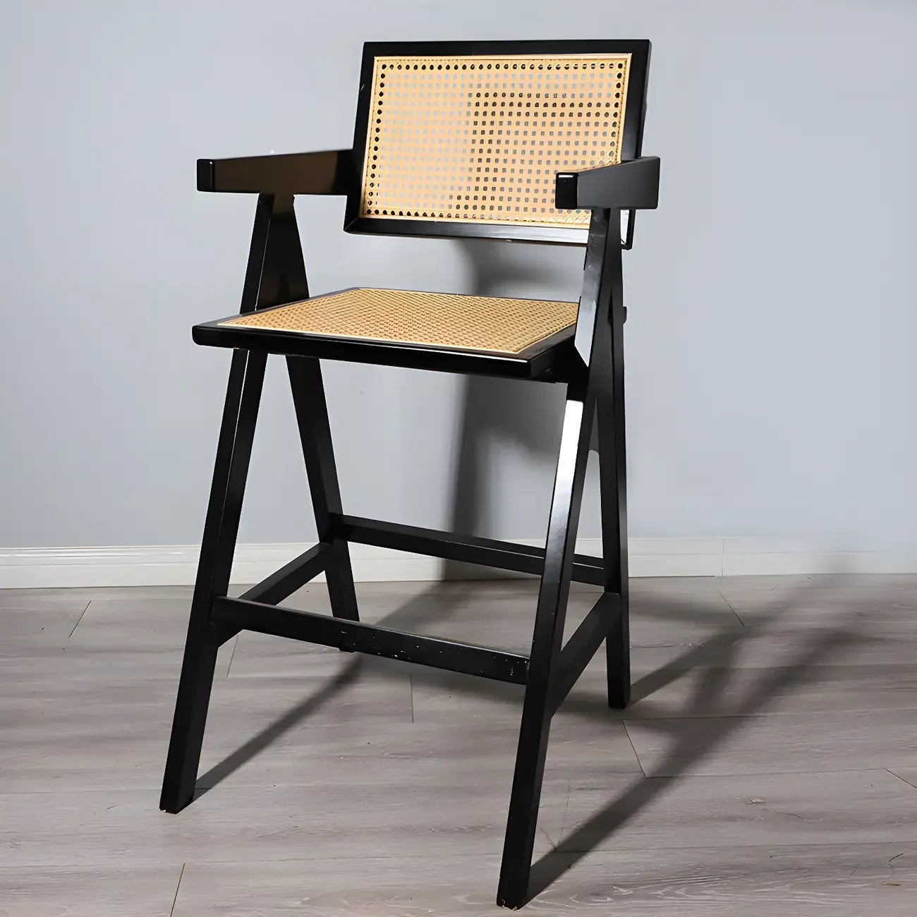 Mid-Century Rattan Square Stackable Counter Height Stools