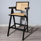 Mid-Century Rattan Square Stackable Counter Height Stools