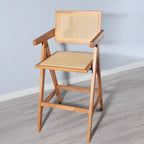 Mid-Century Rattan Square Stackable Counter Height Stools
