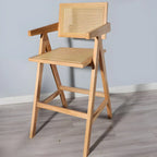 Mid-Century Rattan Square Stackable Counter Height Stools