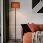 55 Modern Fabric Barrel Black Metal Floor Lamp