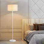 55 Modern Fabric Barrel Black Metal Floor Lamp