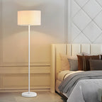 55 Modern Fabric Barrel Black Metal Floor Lamp