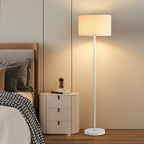 55 Modern Fabric Barrel Black Metal Floor Lamp