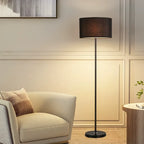 55 Modern Fabric Barrel Black Metal Floor Lamp
