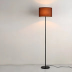 55 Modern Fabric Barrel Black Metal Floor Lamp