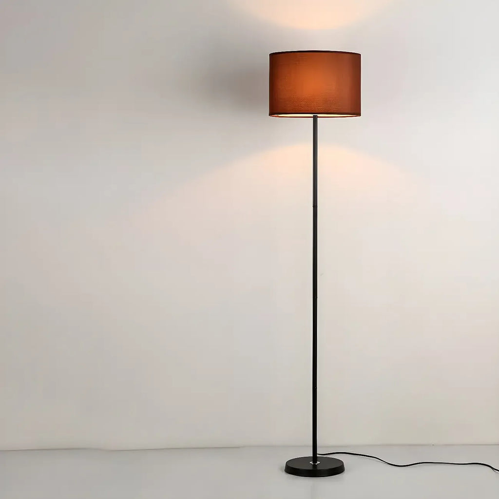 55 Modern Fabric Barrel Black Metal Floor Lamp