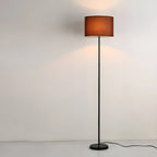 55 Modern Fabric Barrel Black Metal Floor Lamp