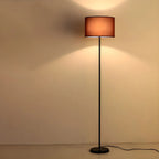 55 Modern Fabric Barrel Black Metal Floor Lamp