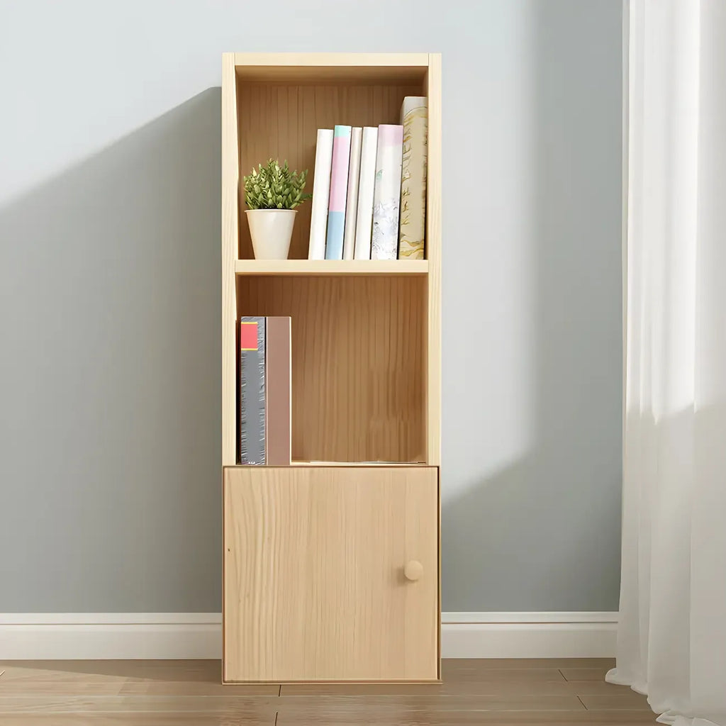 Contemporary Wood 5-Tier Natural Vertical Bookcase
