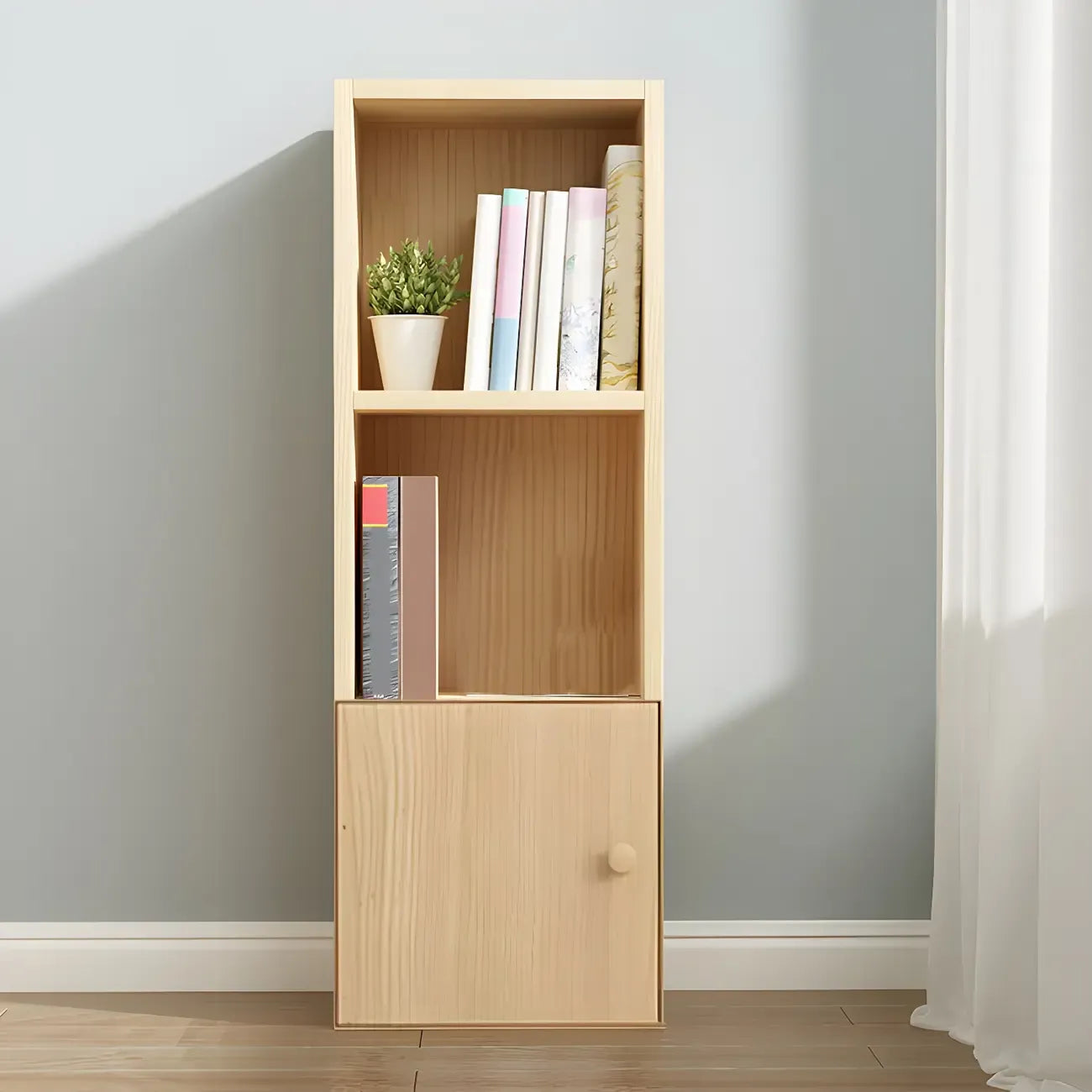 Contemporary Wood 5-Tier Natural Vertical Bookcase
