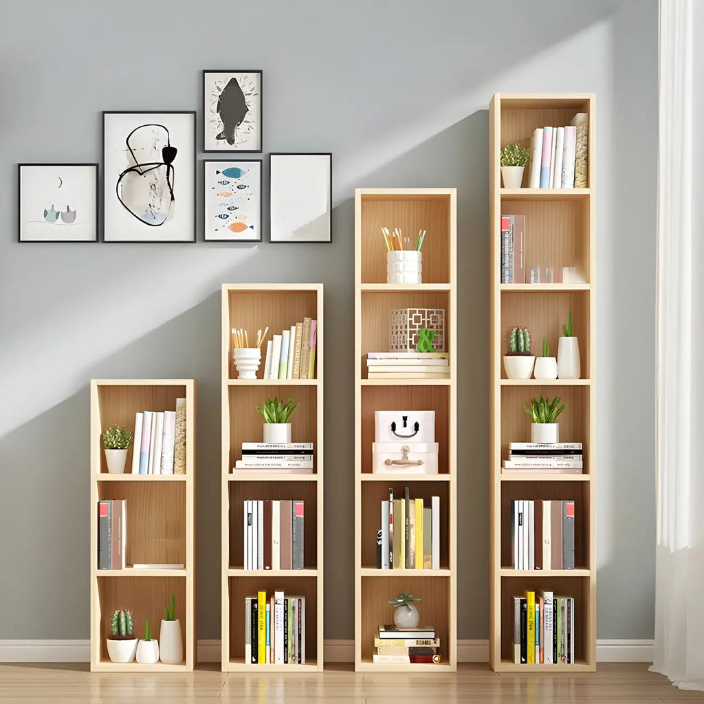 Contemporary Wood 5-Tier Natural Vertical Bookcase