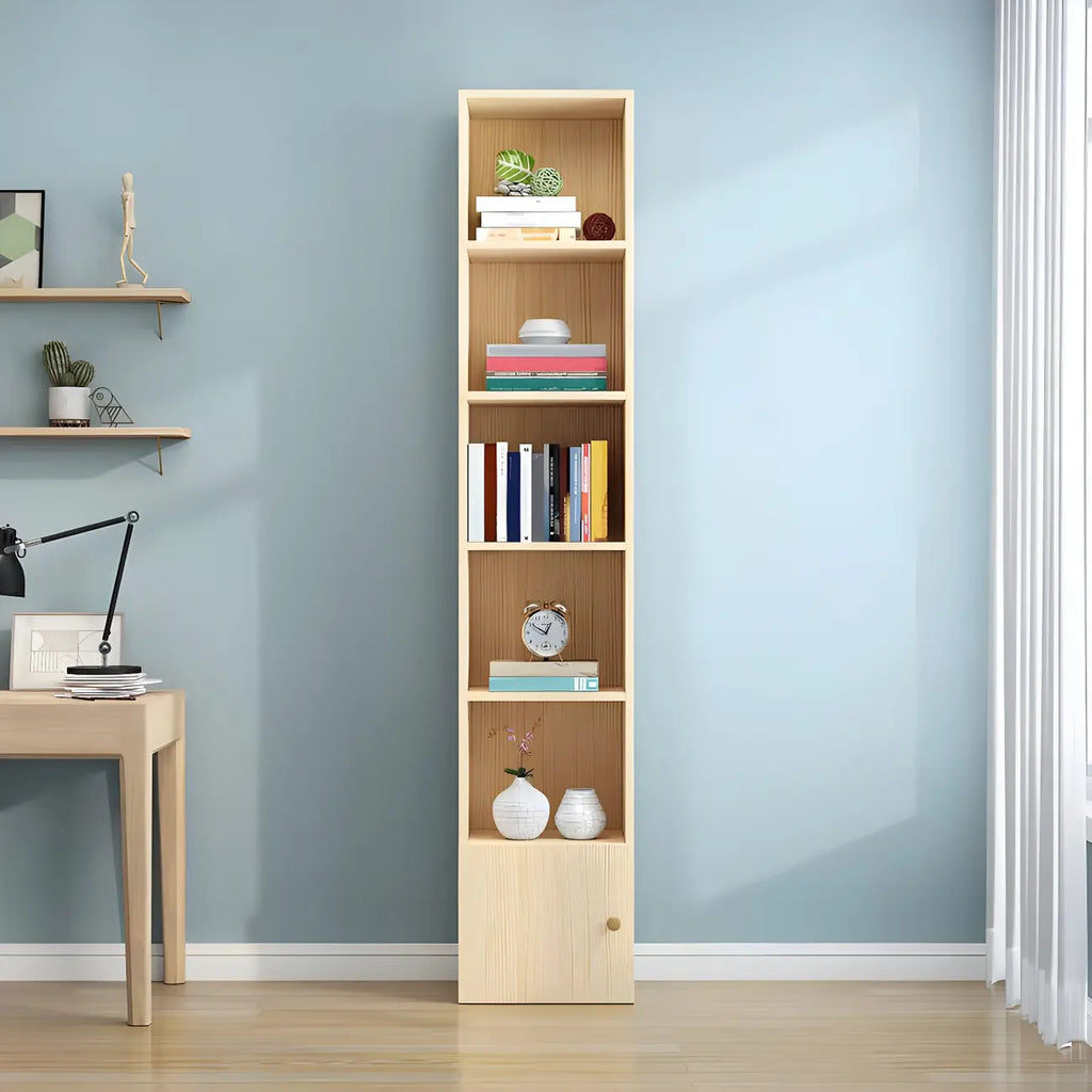 Contemporary Wood 5-Tier Natural Vertical Bookcase