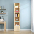 Contemporary Wood 5-Tier Natural Vertical Bookcase